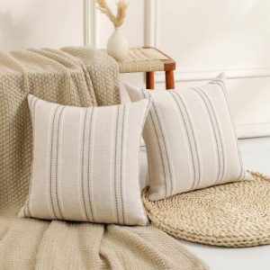 Hckot Throw Pillow Covers 20x20 Set of 2 Striped Pillow Covers